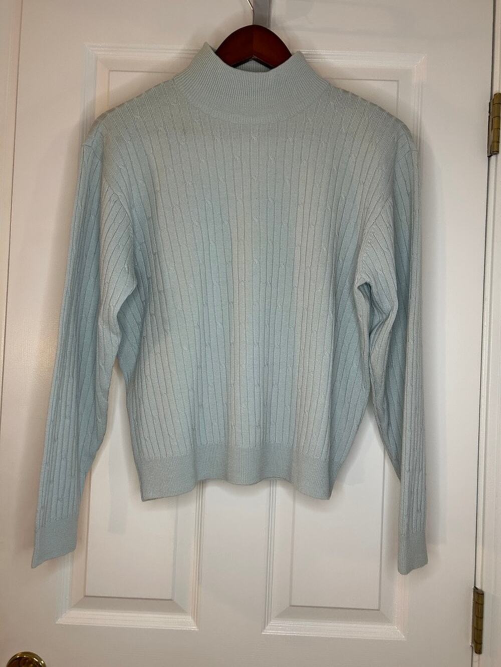 Liz Claiborne Collection Sweater Womens M Blue Merino Wool Turtleneck Knit